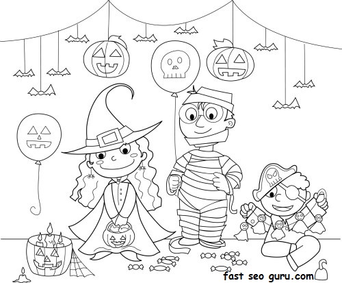 kids halloween costume party ideas coloring page